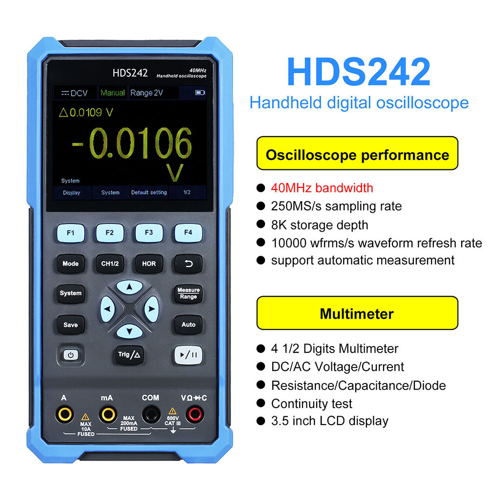 For OWON HDS200 Handheld Digital Oscilloscope 2CH+1CH Waveform Generator USB
