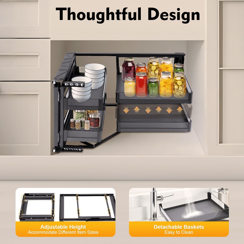 14" Blind Corner Pull Out, Universal Mount Right or Left, Soft Close, New In Box