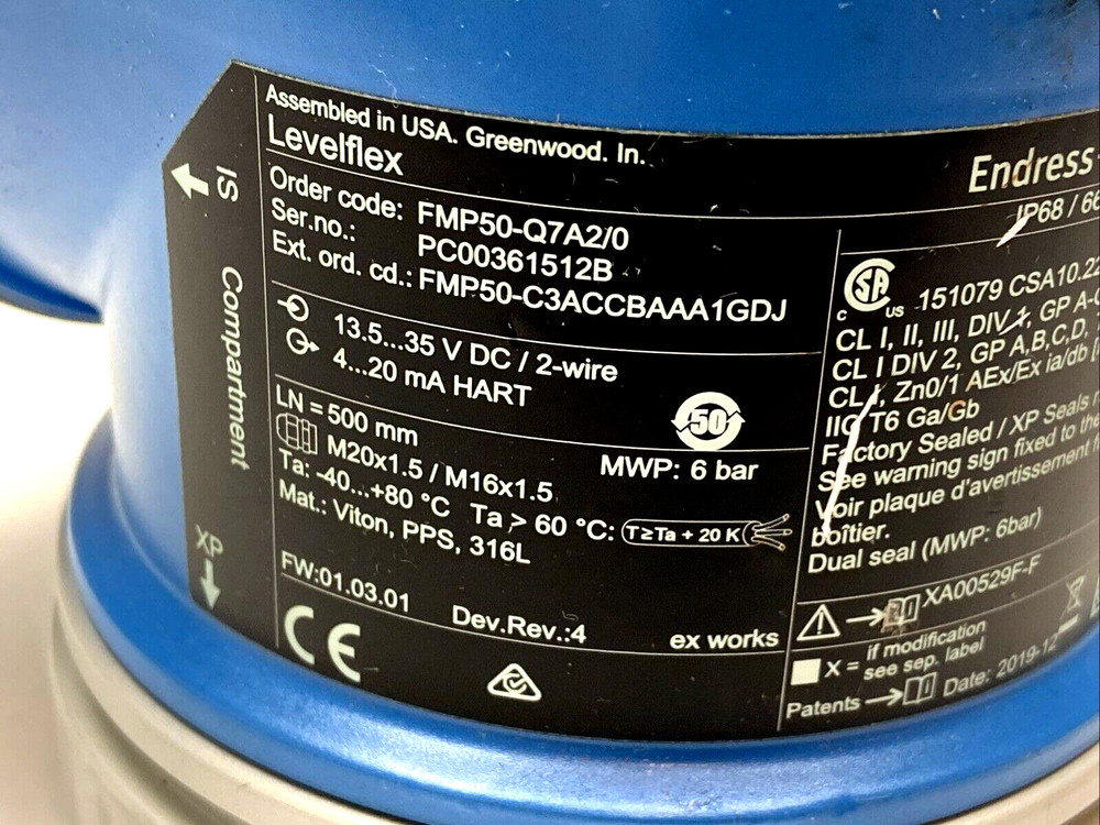 Endress+Hauser FMP50-Q7A2/0 Levelflex Level Sensor