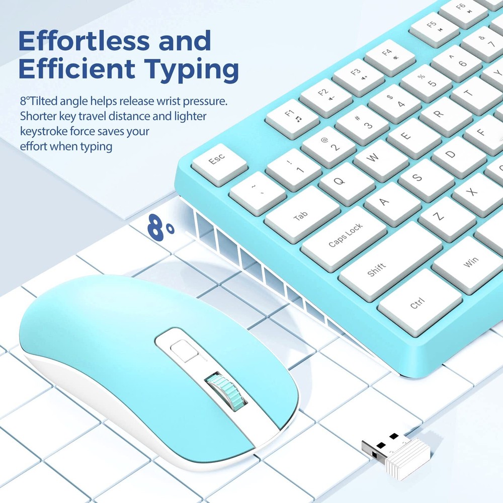 Wireless Keyboard and Mouse Combo 2.4G Full-Sized Ergonomic Keyboard Mouse 3 ...