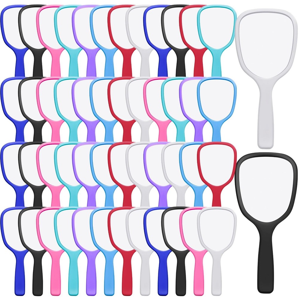 50 Pcs Handheld Mirror Bulk Small Hand Mirrors with Handle Plastic Portable D...