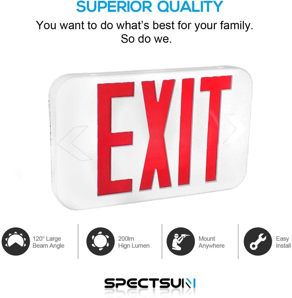 UL Listed 6 Packs Red&Green Led Exit Sign & Exit Light with Battery Backup Combo