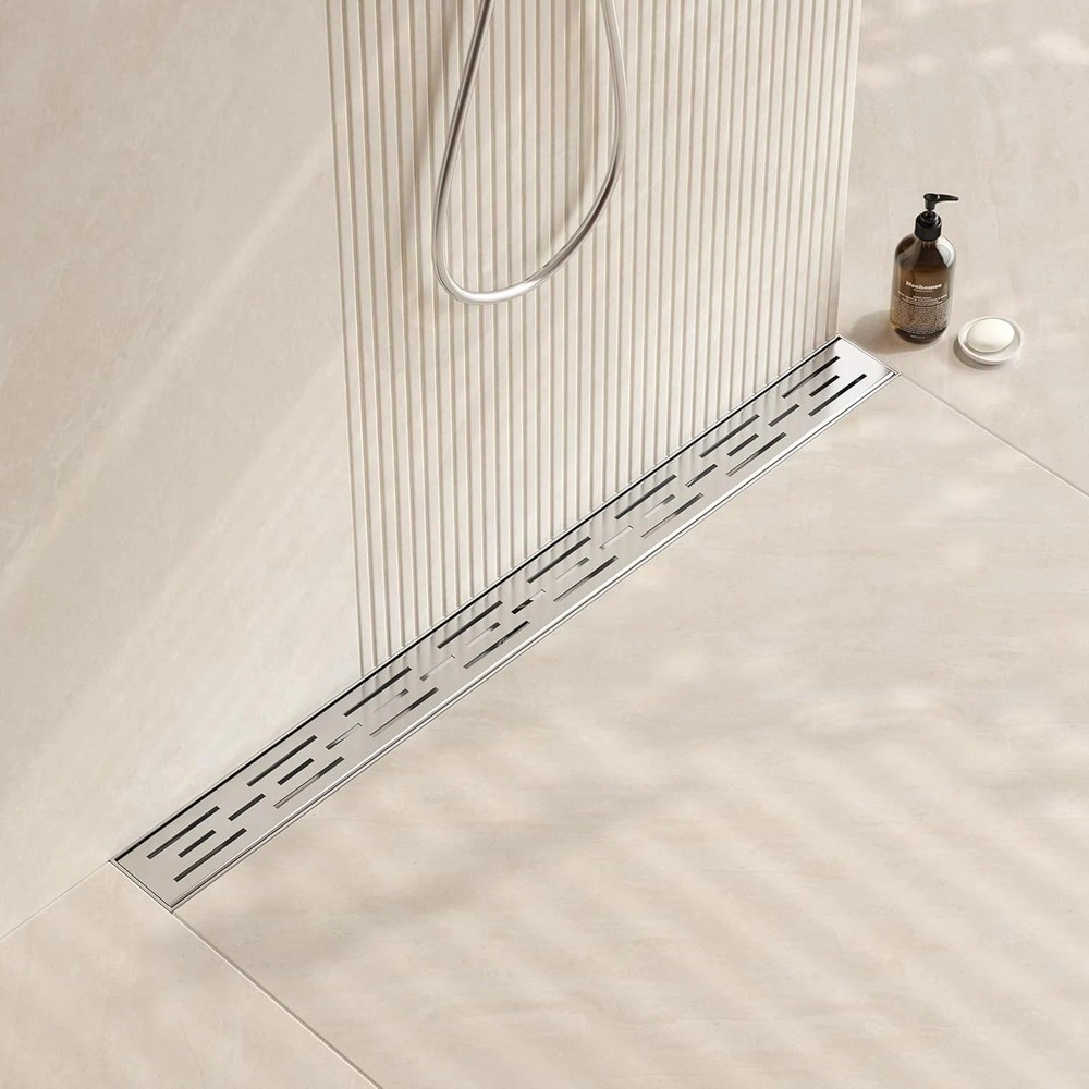 Brushed Stainless Steel 32-Inch Linear Shower Drain with Brick Pattern Grate 🛁