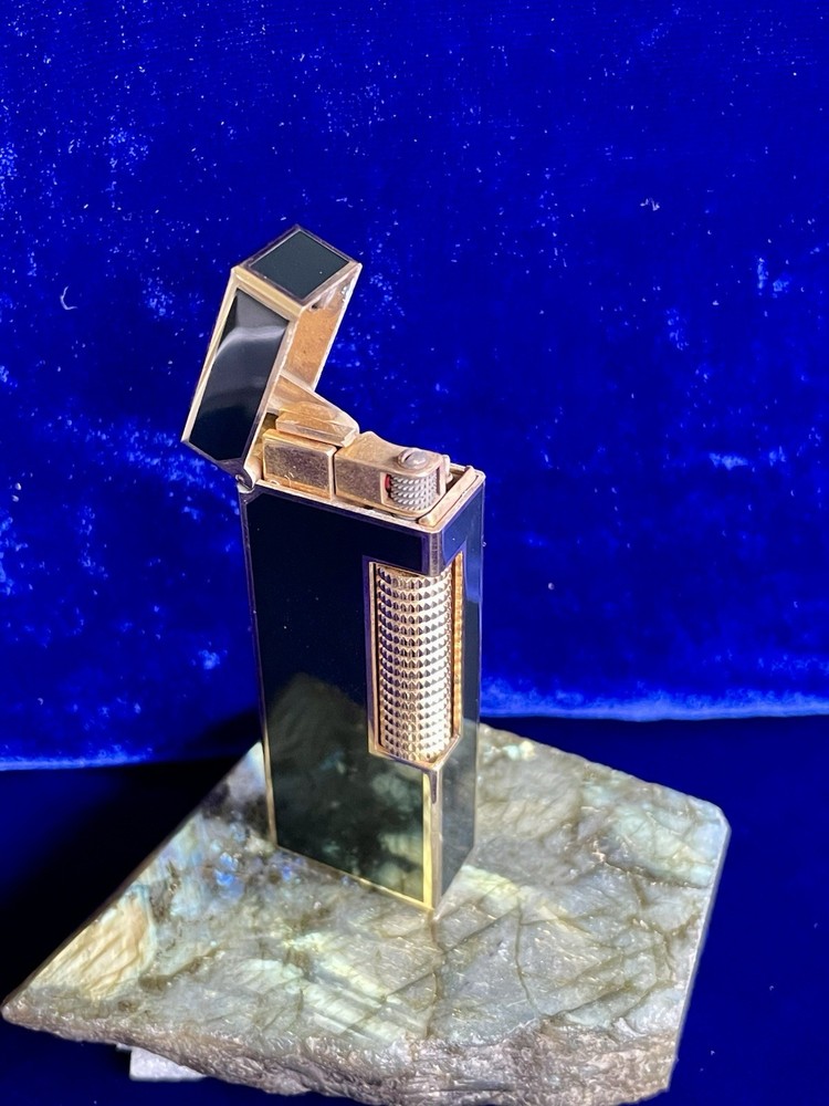 Dunhill Lighter Vintage Black Lacquer Rollagas Mint Condition Work 1 Year Warran