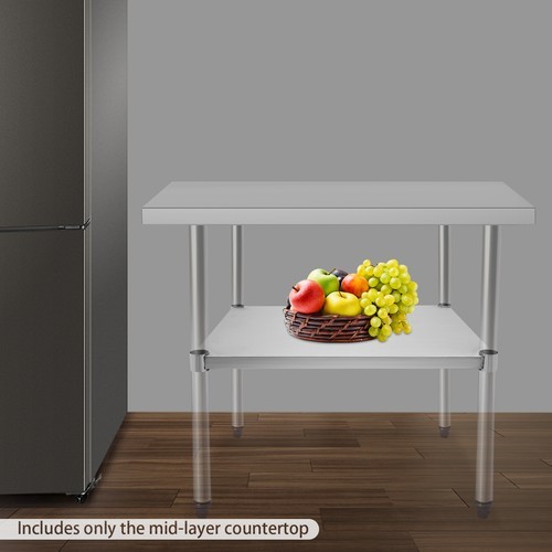 Stainless Steel Table Lower Shelf Under Shelf Rectangular Work Table Adjustable
