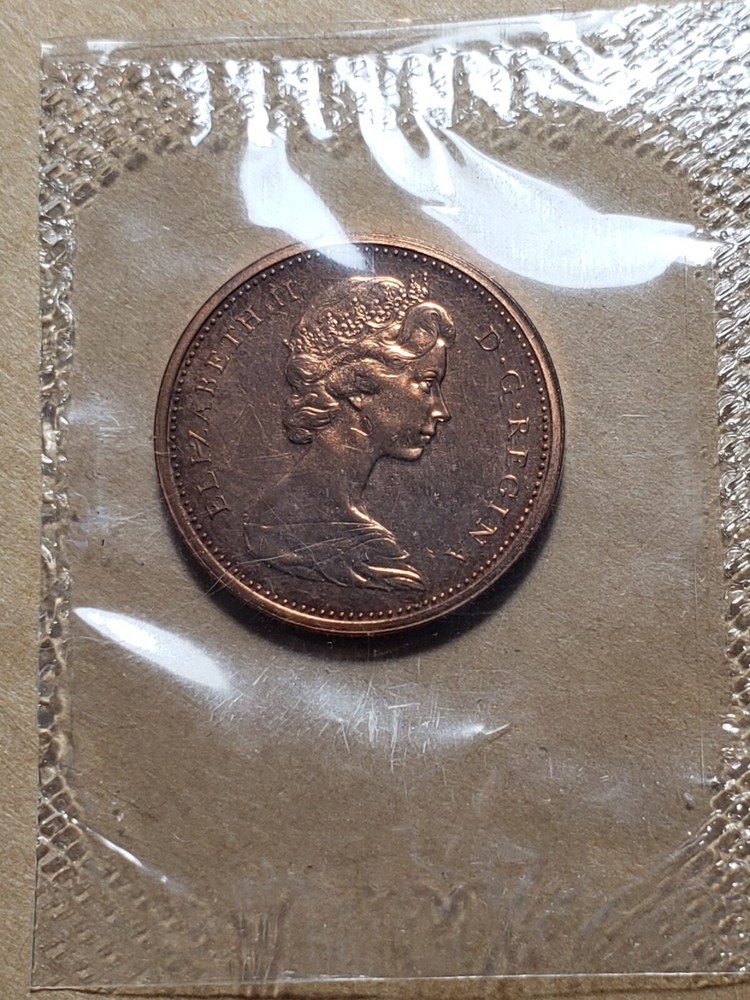 1965 Canada Proof Like 1 Cent Mint Sealed Toning