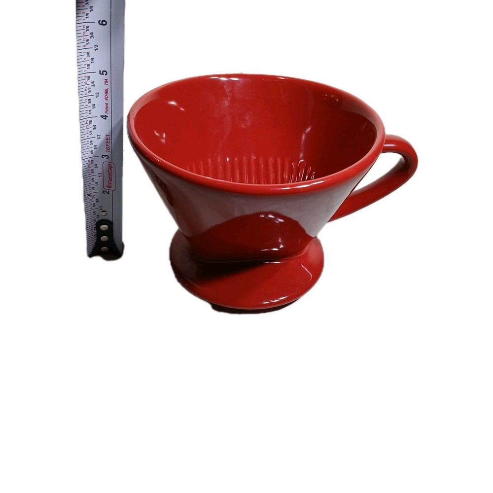 Ceramic Coffee Dripper Pour over Cone Coffee Maker Size 01, Red