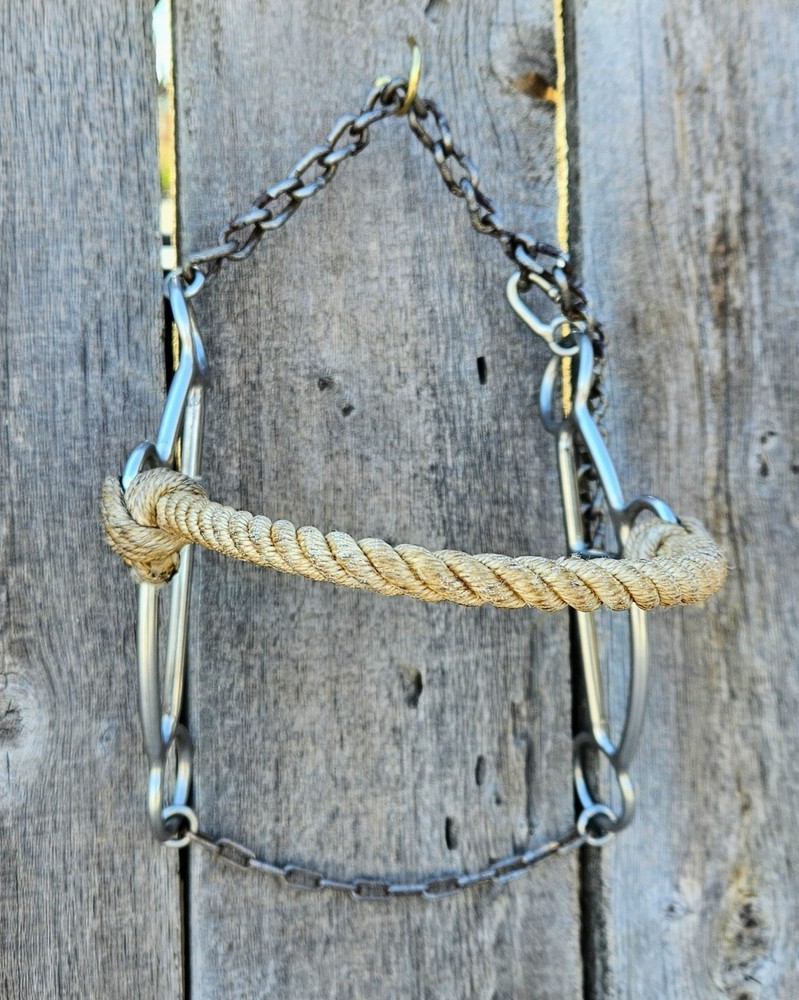 Rare Rope-Nose Hackamore Bitless Horse Bit  With Medium Shank