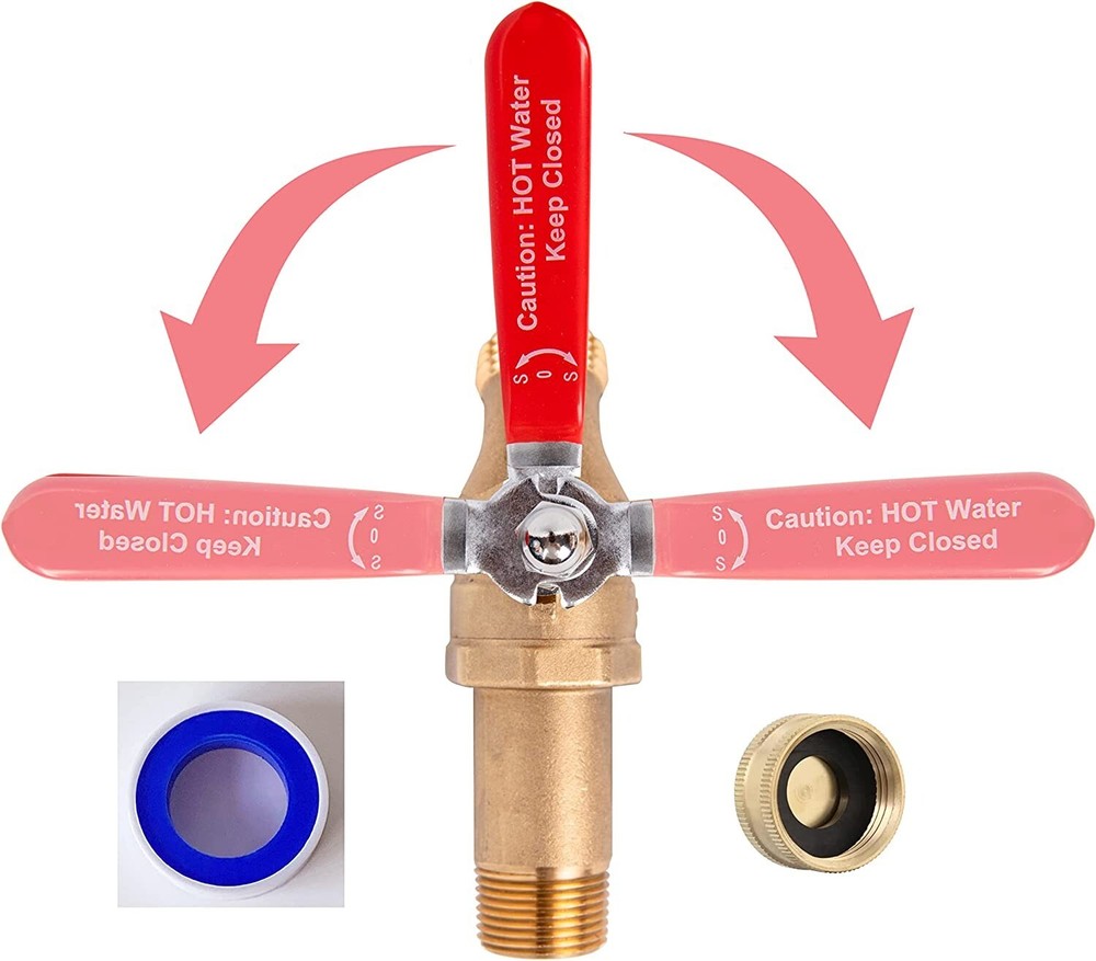 HMP010-R 2"Shank Brass 3/4"MIP Water Heater Drain valve, Full Port, 180° Handle