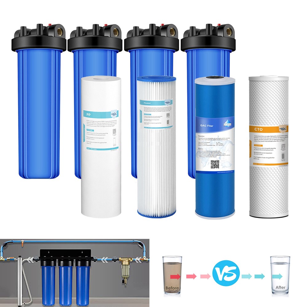 4-Stage 20 Inch Whole House Water Filter Housing System for Home Well City Water