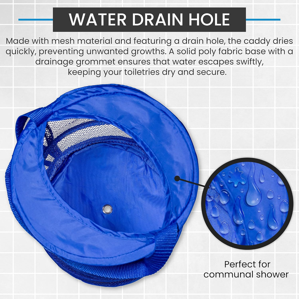 Foldable Shower Caddy - Collapsible, Portable, Drainage Hole, Carry Handle, Larg