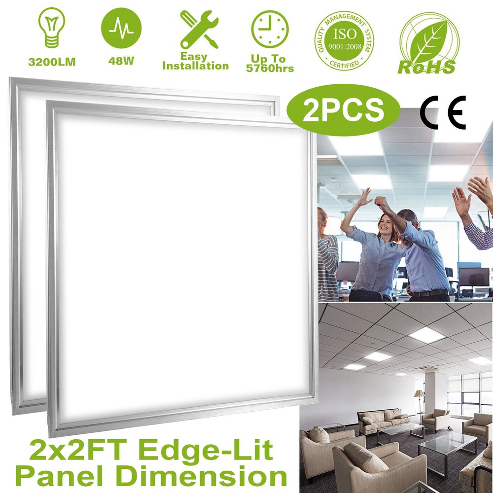 2 Pcs 2X2 LED Flat Panel Light, Lighting for Office Drop Ceiling LED Light Panel