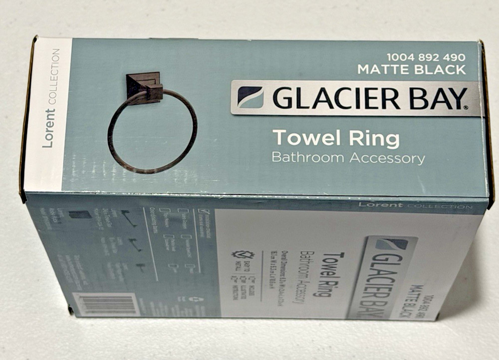 Glacier Bay Towel Ring Bathroom Accessory Matte Black