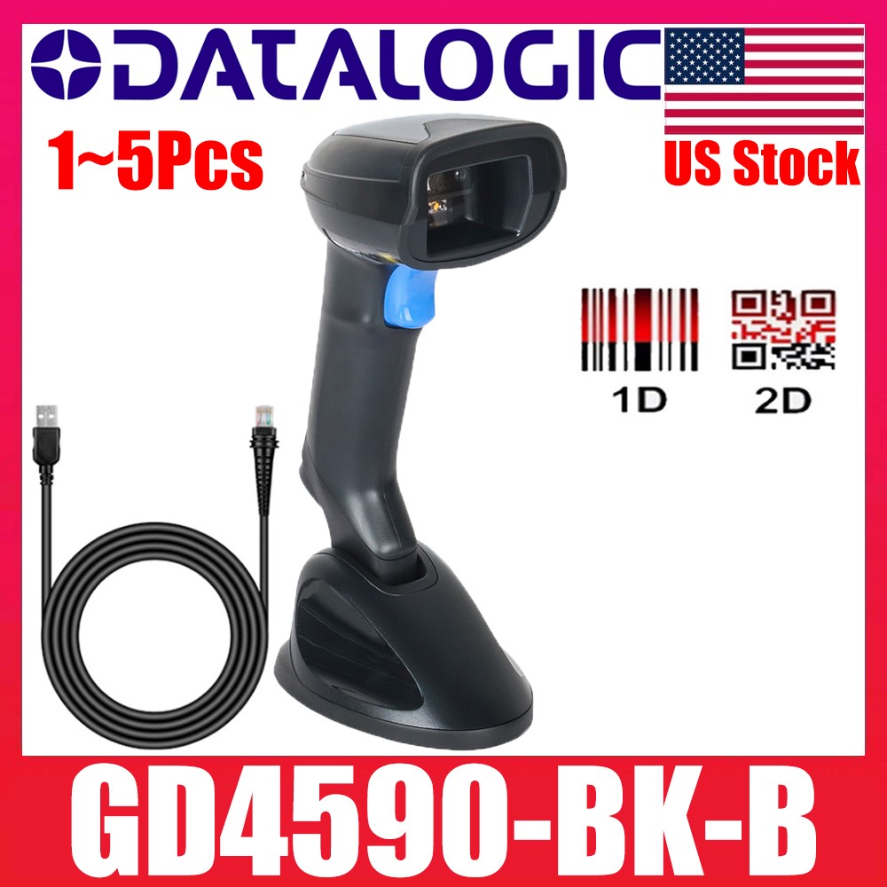 Datalogic Gryphon GD4590-BK-B Handheld 1D 2D USB Barcode Scanner Reader W/ Base