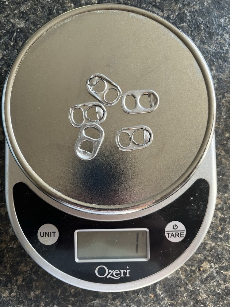 1000 ALUMINUM CAN PULL TABS - 1000 COUNT BY WEIGHT