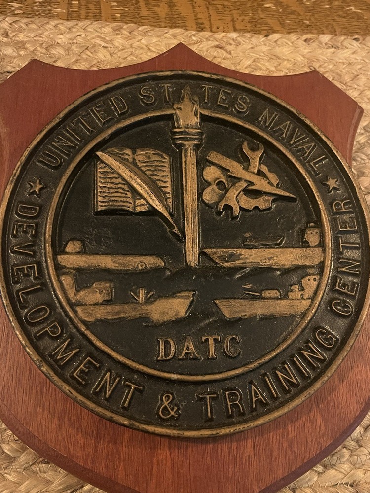 RARE & Historical Naval Plaque US Navy DATC Command Plaque - Solid Brass Shield