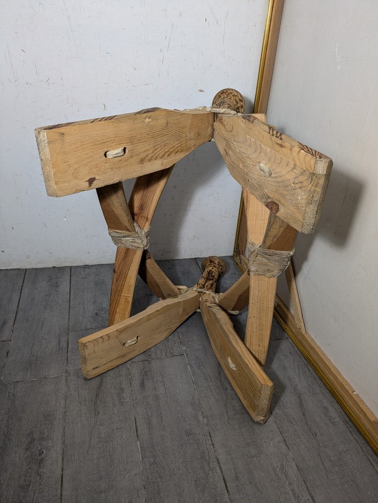 Vintage Rustic Hand Carved Camel Saddle Foot Stool