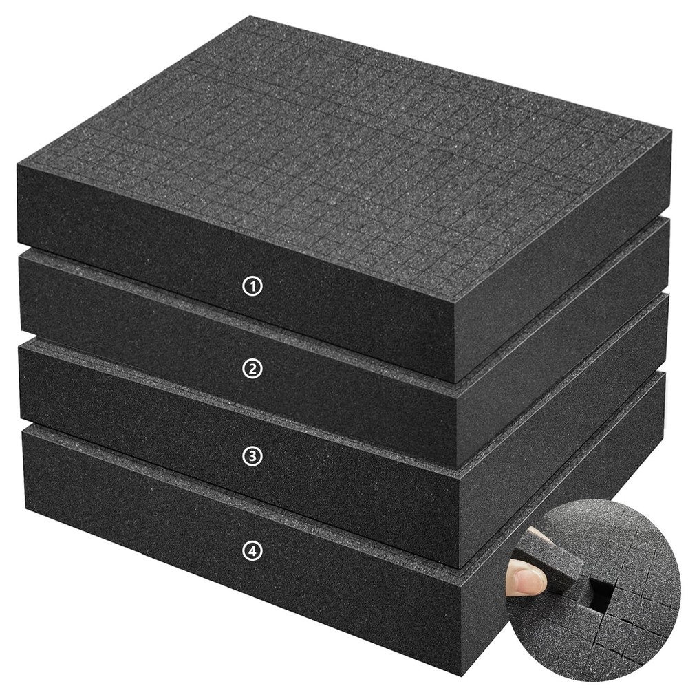 4Pcs Polyurethane Foam Inserts 16x12x2 Inch Pick and Pluck Foam Padding Sheets