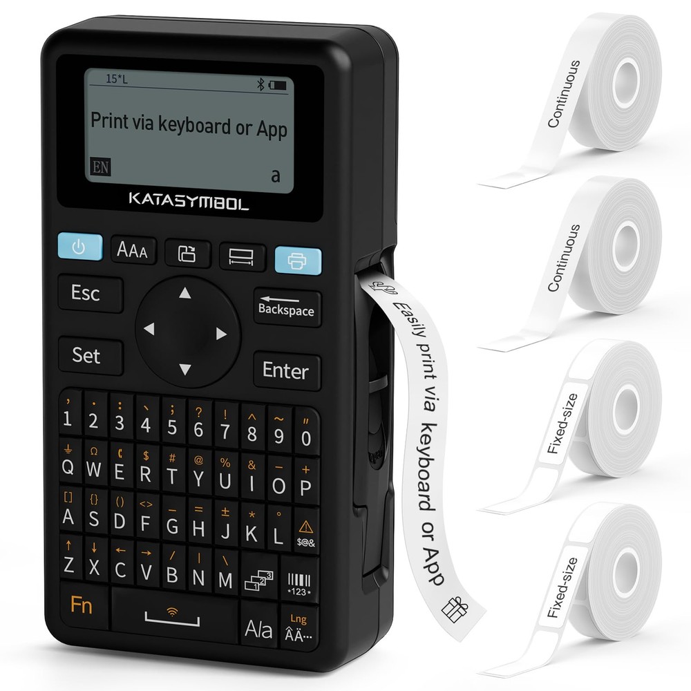 SUPVAN E11 Bluetooth Label Maker Machine with 4 Tapes, Support Keyboard & App