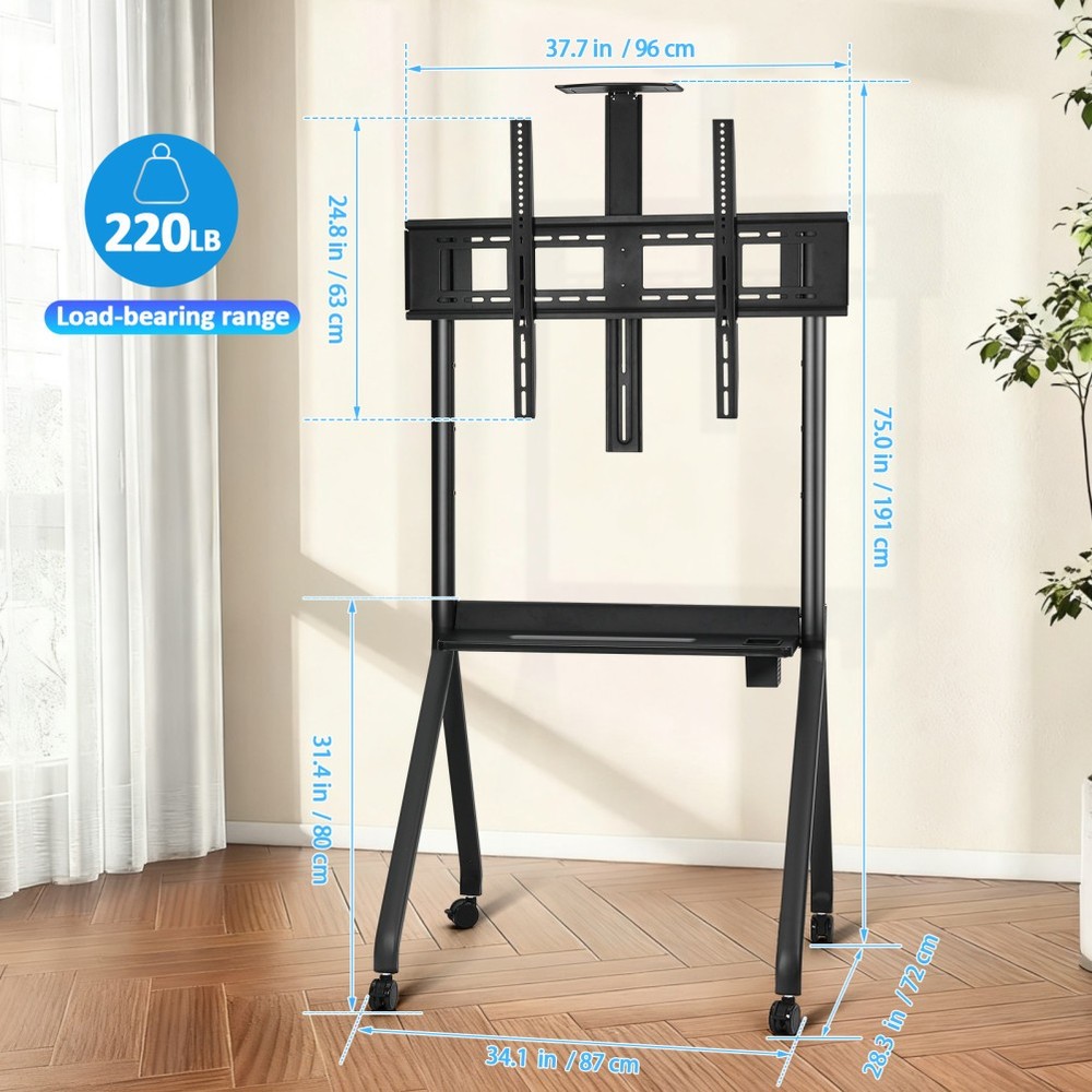 Mobile Cart for Interactive Display 42-86" Universal Rolling Stand Adjust Height