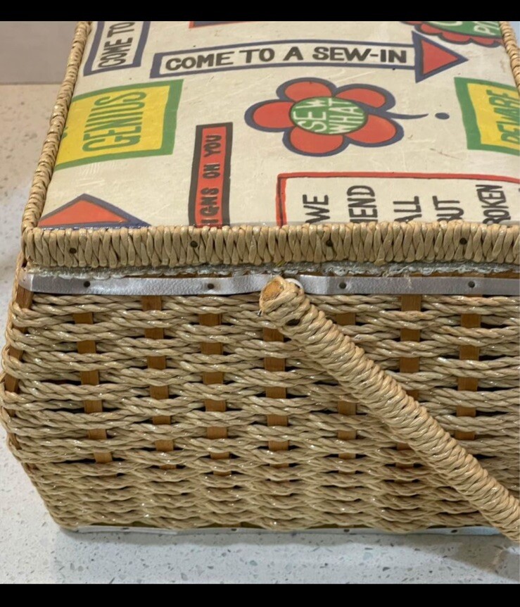 Vintage 1960’s Mod Sewing Basket Grannycore