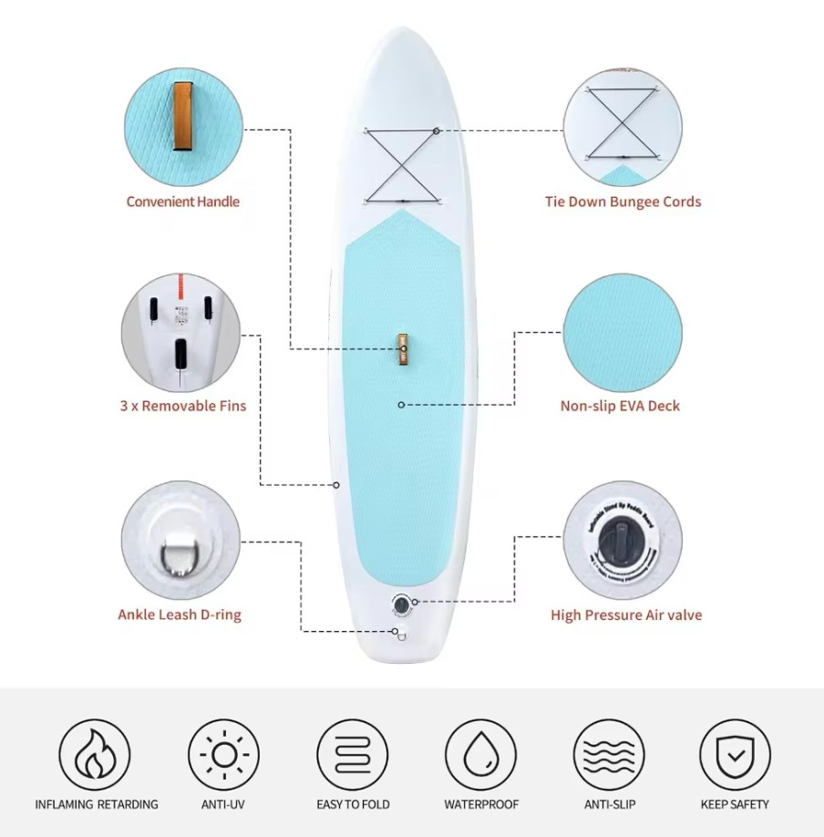 Paddle Board Inflatable SUP Board, Leash, Paddle, Hand Pump, extra Accessories