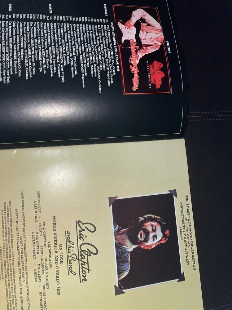 ERIC CLAPTON And His Band World tour 1978 Program