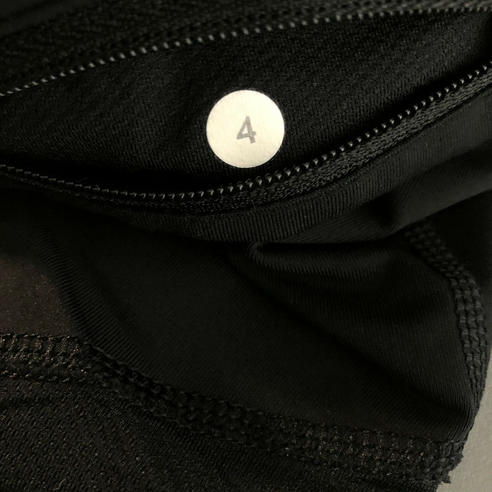 Lululemon Pace Crop Leggings Size 4 Pants Black Solid Flawed Athletic L-1085
