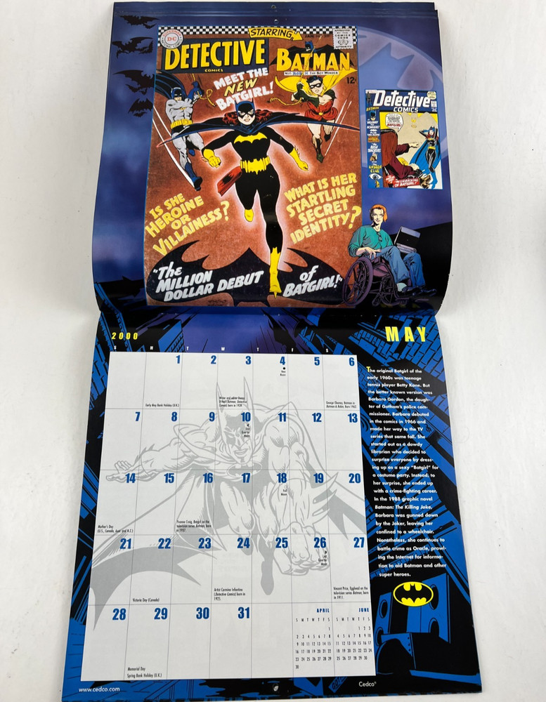 2000 Batman Calendar, DC Comics, No Marks 12"x12"
