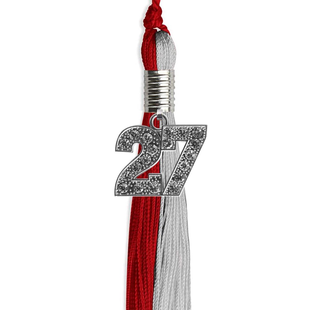 Endea Graduation Red/Grey Tassel With Silver Date Drop
