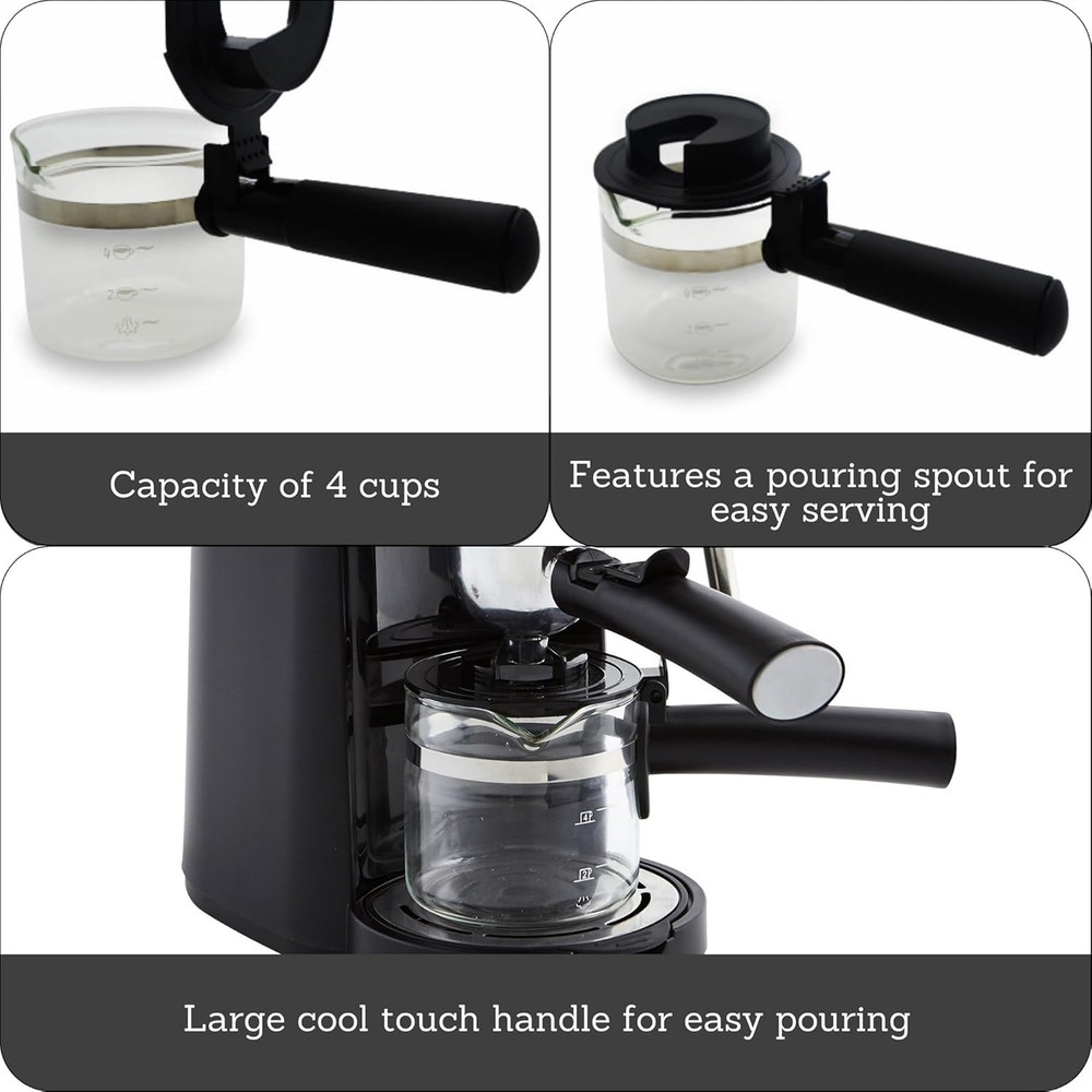 4Cup Glass Replacement Carafe with Black Handle