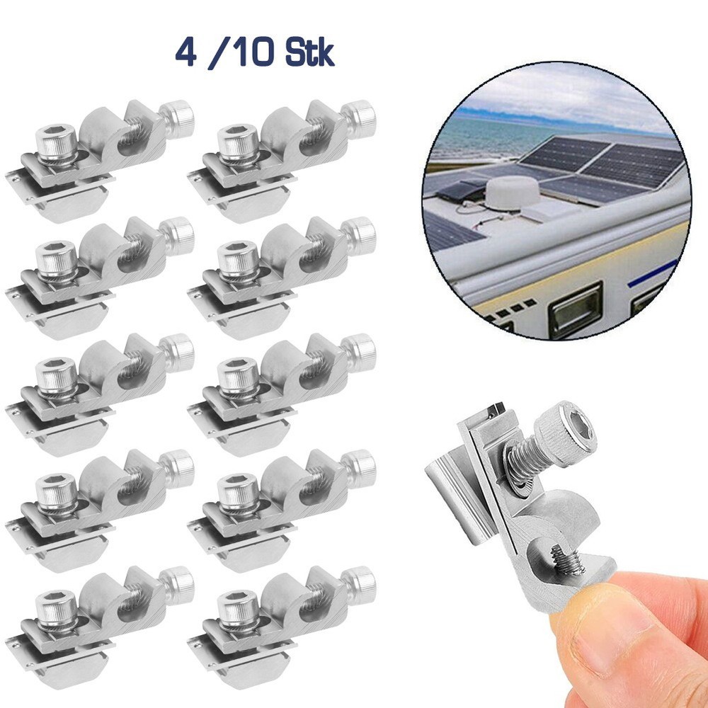 4/10pcs Solar Panel Solar Mounting Ground Grounding Lug Standard Grounding Clip