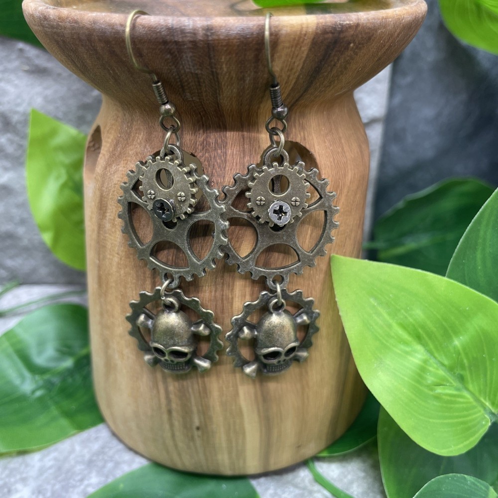 2.5” Bronze-tone Steampunk Boho Drop Dangle Earring Set New Free Ship C151
