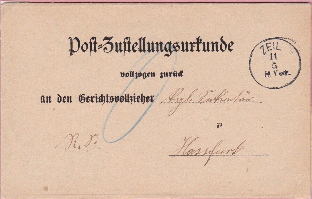 GERMAN LETTER 1882  WITH  ZEIL CANCEL . REF R705