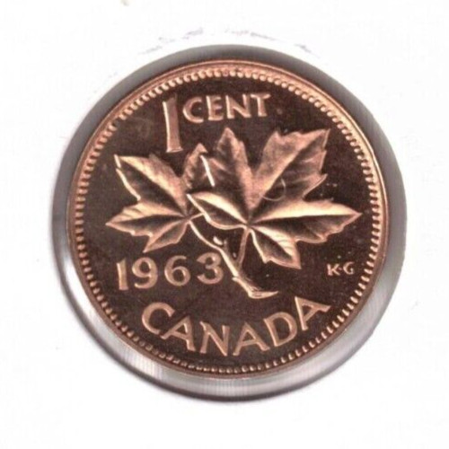 1963 Canadian Proof Like One Cent Coin!