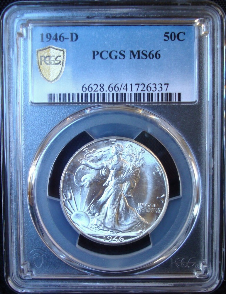 1946-D Walking Liberty Silver Half Dollar - PCGS MS 66 - Gold Shield