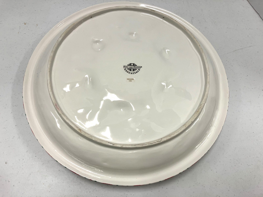 Fitz & Floyd PEPPERMINT TEDDY BEAR Christmas Chip n' Dip Serving Platter 30
