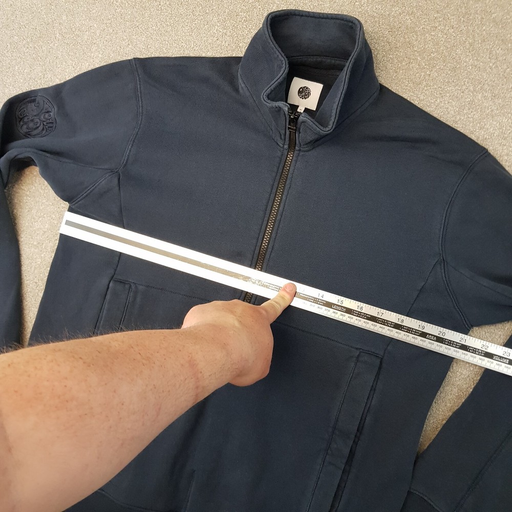 Pretty Green Mens 1/4 Zip Jumper Medium Navy Sweater Pullover Solid Casuals Mod