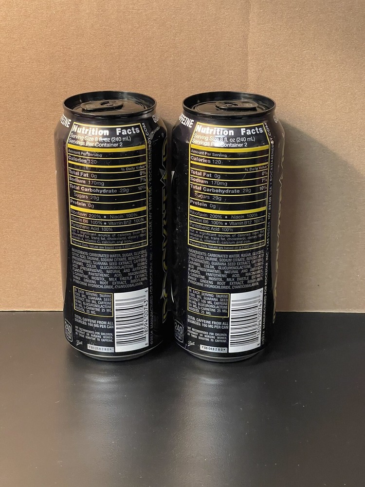Two (2) Rockstar Energy Blackout Full 16oz Cans
