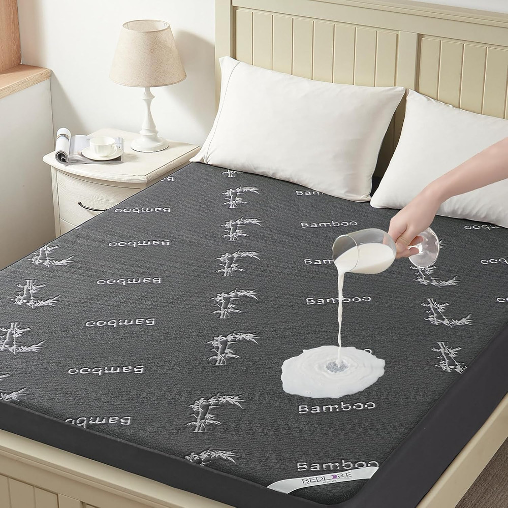 Queen Size Waterproof Mattress Protector Viscose Derived from Bamboo, Soft Mattr