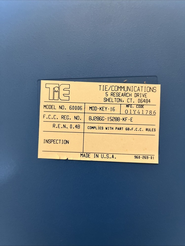 TiE Mod Key 16 Blue Wall Mount Control Panel Phone System MOD-KEY-16 60006 Works
