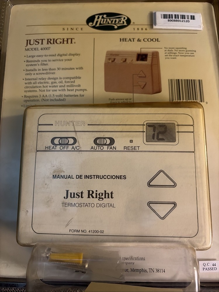 Hunter Home Comfort 40007 Digital Non Programmable Thermostat NOS