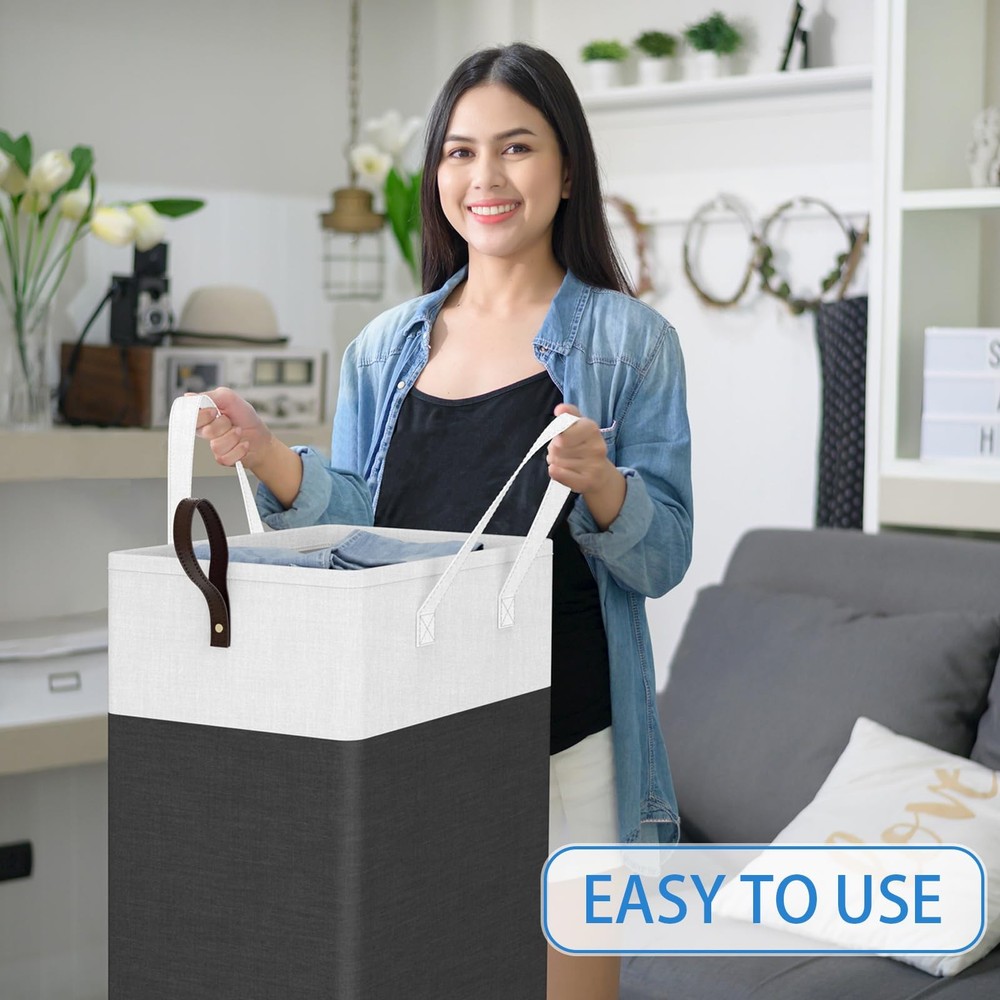 75L Waterproof Rolling Laundry Hamper - Collapsible Clothes Basket with 4 Whe...