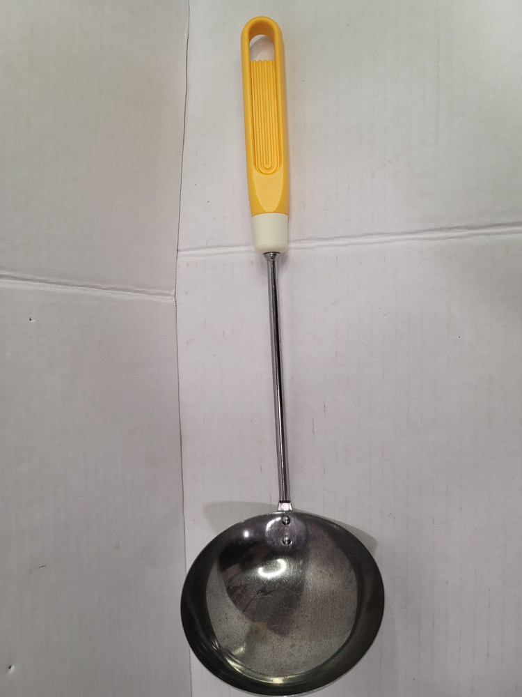 Vintage laddle,serving spoon made in Italy Plastic handle, stainless server.