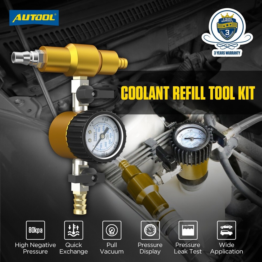 Auto Radiator Pressure Tester Vacuum Type Cooling System Refill Purge Tool Set