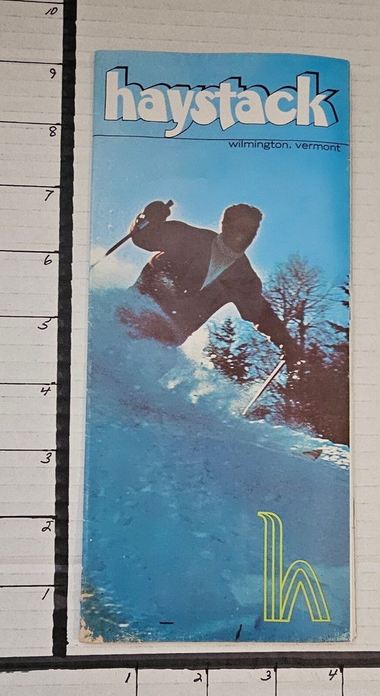 1960's ERA HAYSTACK MT. SKI AREA, VT BROCHURE W/ TRAIL MAP INSIDE.  SEE DESCRIP.