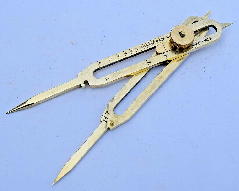 Solid Brass Divider Drafting Proportional Tool 6" Navigational Compass