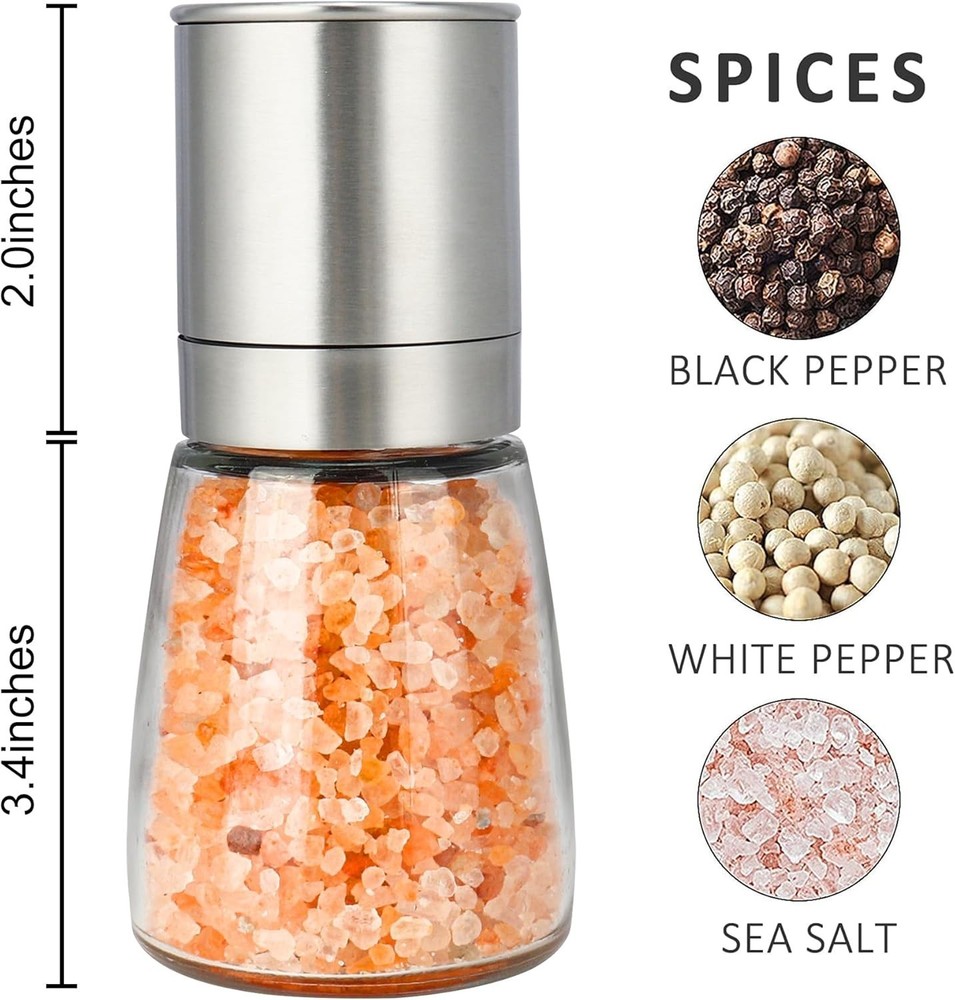 Pepper Grinder Pepper Mill, Salt Grinder Refillable,Single Package Adjustable...