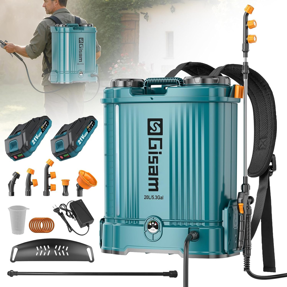 5.3Gal Battery Powered Backpack Sprayer, 120PSI Adjustable Pressure Electric Spr