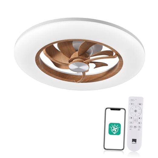 Ceiling Fan with Light, 22.4" Low Profile Ceiling Fan with Light, 6 Wind